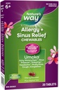 Nature's Way Alerji+Sinus Relief Chewables, Umcka, Sneezing*, Runny Nose*, Headache*, Cough, Congestion, No Phenylephrine, Non-Drowsy, Cherry Flavored, 20 Chewable Tabletler (Pazaraj Vary)