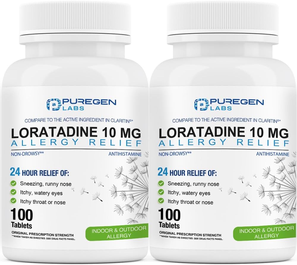 Safgen Laboratuvarları Alerjiler Yardımı, Loratadine 10mg, 100 Tablet - 24 Saat Runny Nose, Sneezing, Itchy, Watery Eyes (2)