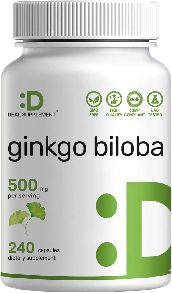 DEAL SUPPLEMENT Ginkgo Biloba 500 mg Per Servis, 240 Capsules, 4 Ay Supply – Kuzey Asya'da büyüme – Ekstra Güç, Beyin Fonksiyonlarını Destekleyin