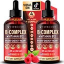 Vegan B12, B Complex 20000 mcg- Extra Strength for Men and Women- Raspberry Liquid Drops / ABD Made, B1, B2, B3, B5,B6, Biotin, Folic Acid & B12 Sublingual Mecobalamin | 4 Ay Supply