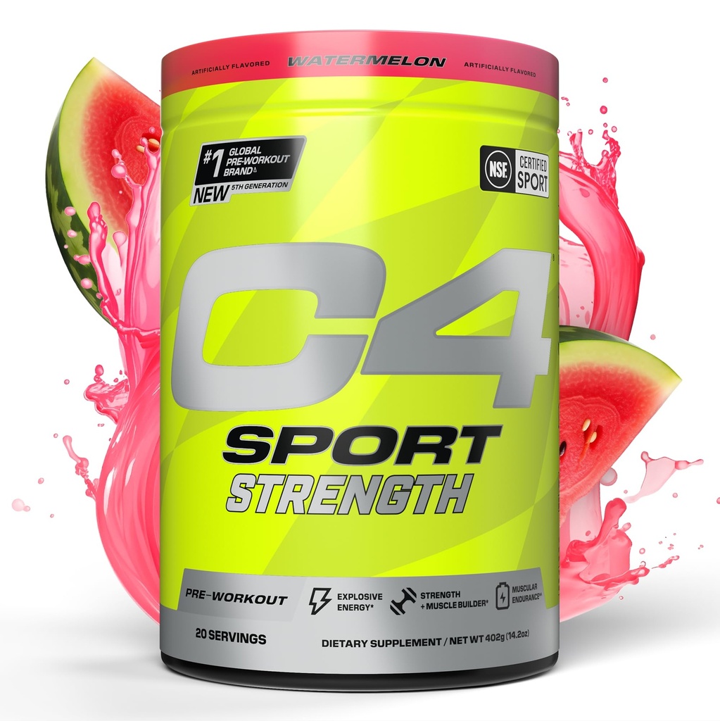 Cellucor C4 Sport Strength Pre Workout Toz - NSF Spor için sertifikalı - Beta-Alanine, Kretine, 200 mg Caffeine - Erkekler ve Kadınlar için Şeker Ücretsiz Enerji Supplement, 20 Hizmet