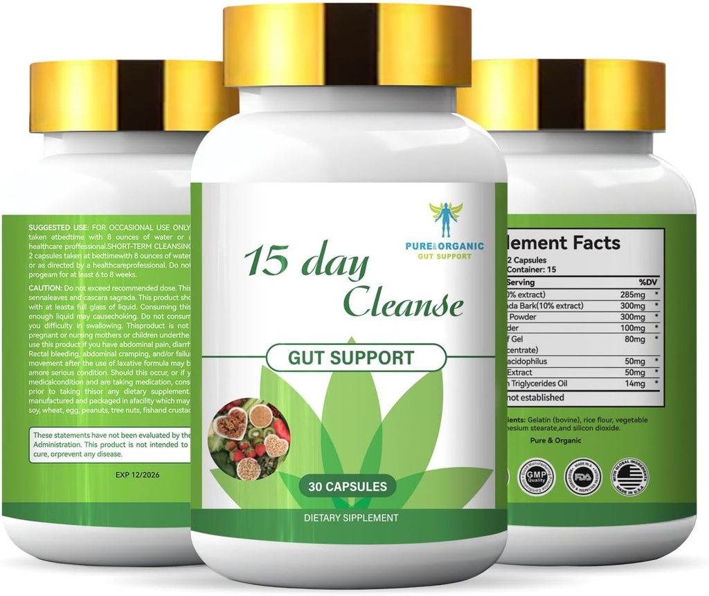 Saf &Organic 15 Gün Gut Sistemi için Temiz - Ginkgo Biloba & Ginger (30 Capsules) - Doğal Detox, Digestive Health