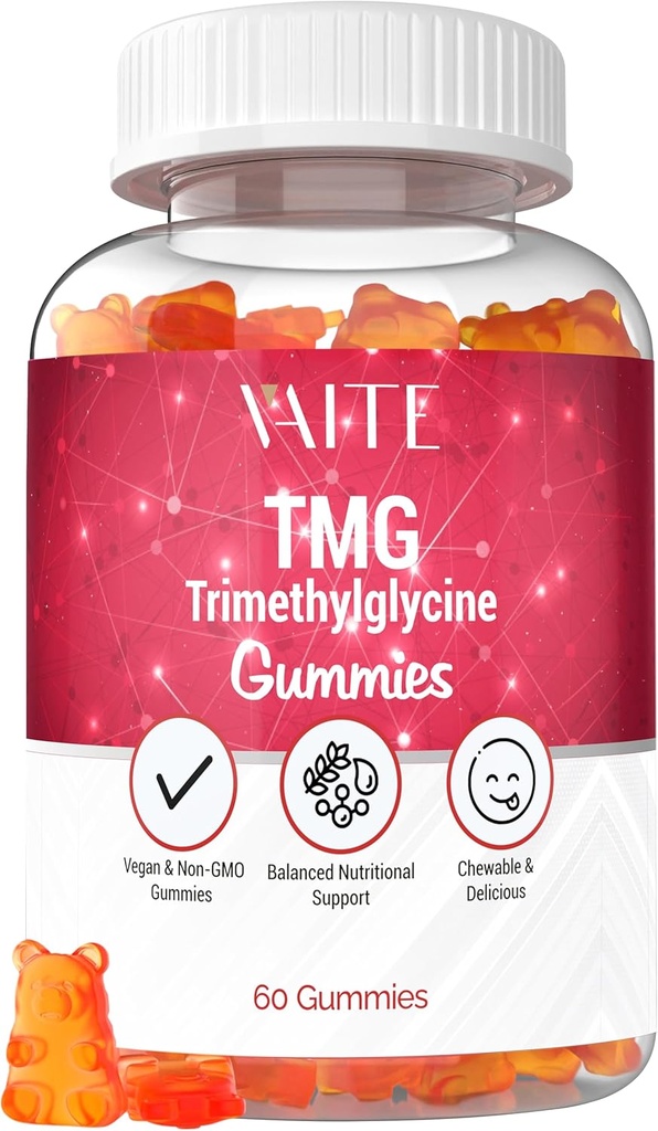 VAITE TMG Συμπληρώματα - Trimethylglycine & Betaine Anhydrous Vitamin Supplement for supporting Homocysteine Control with Tri Methylglycine, Gluten Free, Non-GMO, Vegan Gummies