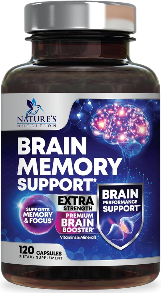 Beyin Memory Supplement Pills - Concentration için 3X Strength Nootropics, Clarity & Focus Support - Bacopa, Phosphatidylserine & DMAE, Beyin (28) - 120 Capsules