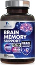 Beyin Memory Supplement Pills - Concentration için 3X Strength Nootropics, Clarity & Focus Support - Bacopa, Phosphatidylserine & DMAE, Beyin (28) - 120 Capsules