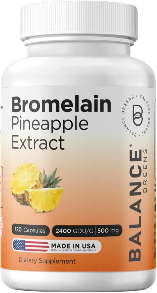 Balancebreens Bromelain 500mg, 120 κάψουλες - Pineapple Extract Digestive Enzyme, υποστηρίζει πέψη και κοινό συμπλήρωμα υγείας