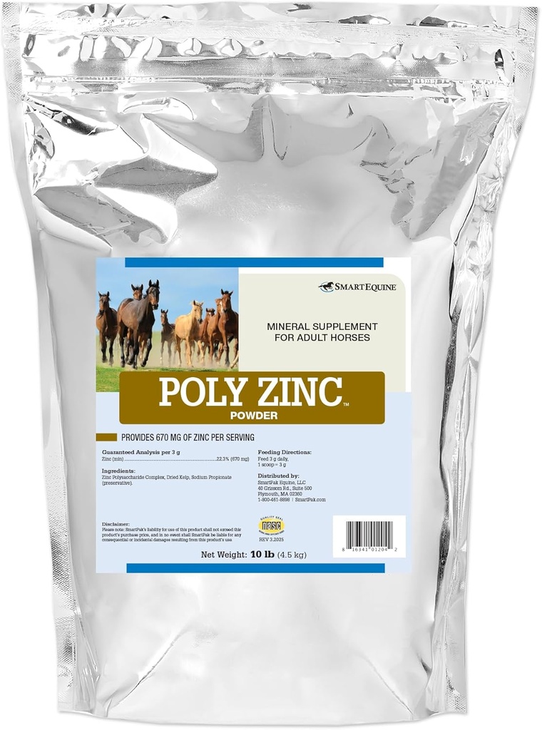 SmartEquine Poly çinko Toz | Atlar için çinko Supplement | Hoof Care Vitaminleri ve Mineraller | Destekler Bone and Hoof Wellness | Equine Skin Coat Supplement | 10 lb