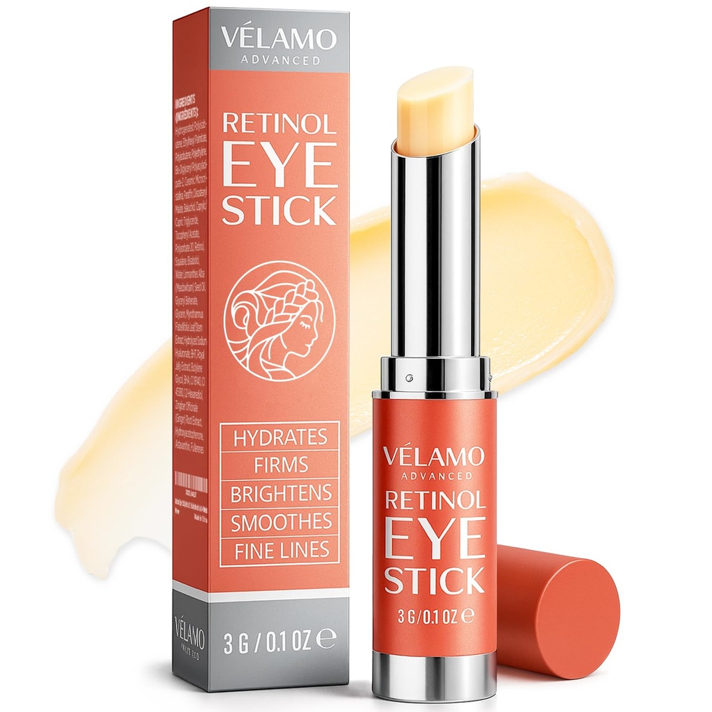 VELAMO ADVANCED Retinol Eye Balm, Bakuchiol ile Yapın: Dark Circles ve Puffiness için Göz Kremi - Anti Aging Reduces Fine Lines Wrinkles Under Eye Bag in 4-8 Weeks 0.1 OZ/3g