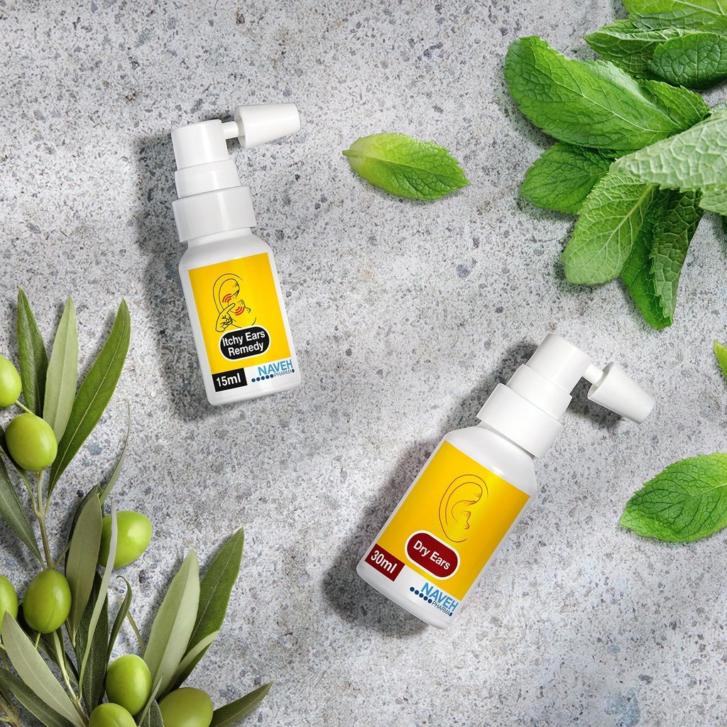 NAVEH PHARMA Itchy Ears Remedy Ear Temizlik ve Itch Relief (0.5 fl oz) + NAVEH PHARMA Kuru Ears Temizlik ve Itch Relief (0.5 fl oz) + NAVEH PHARMA Kuru Ears - Mayomers Ear Drops