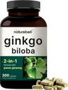 NatureBell Ginkgo Biloba 6.000mg ile Panax 640 500 mg Oda başına | 300 Capsules – Max Strength Ginko Biloba Ekstralar - Memory, Focus ve Brain Health