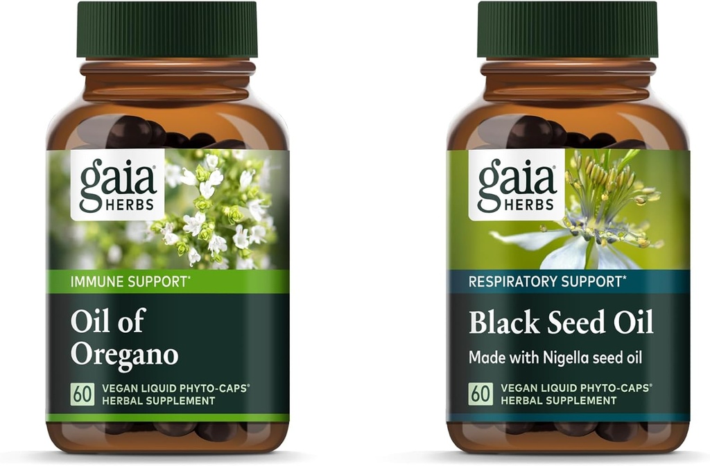 Gaia Herbs Oil of Oregano - Immune and Antioksi Support Supplement - 60 Vegan Sıvı Phyto-Capsules & Black Seed Oil - Lung, Respiratory ve Antioksi Destek - 60 Vegan Sıvı Phyto-Capsules (2)