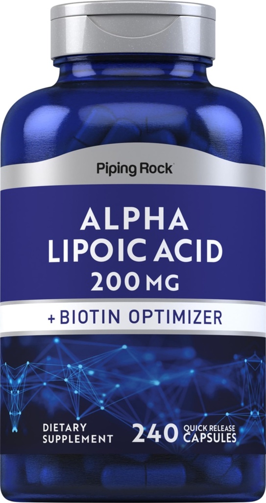 Piping Rock Alpha Lipoic Acid 200 mg | 240 Capsules | Plus Biotin | Non-GMO, Gluten Free Supplement