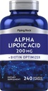 Piping Rock Alpha Lipoic Acid 200 mg | 240 Capsules | Plus Biotin | Non-GMO, Gluten Free Supplement