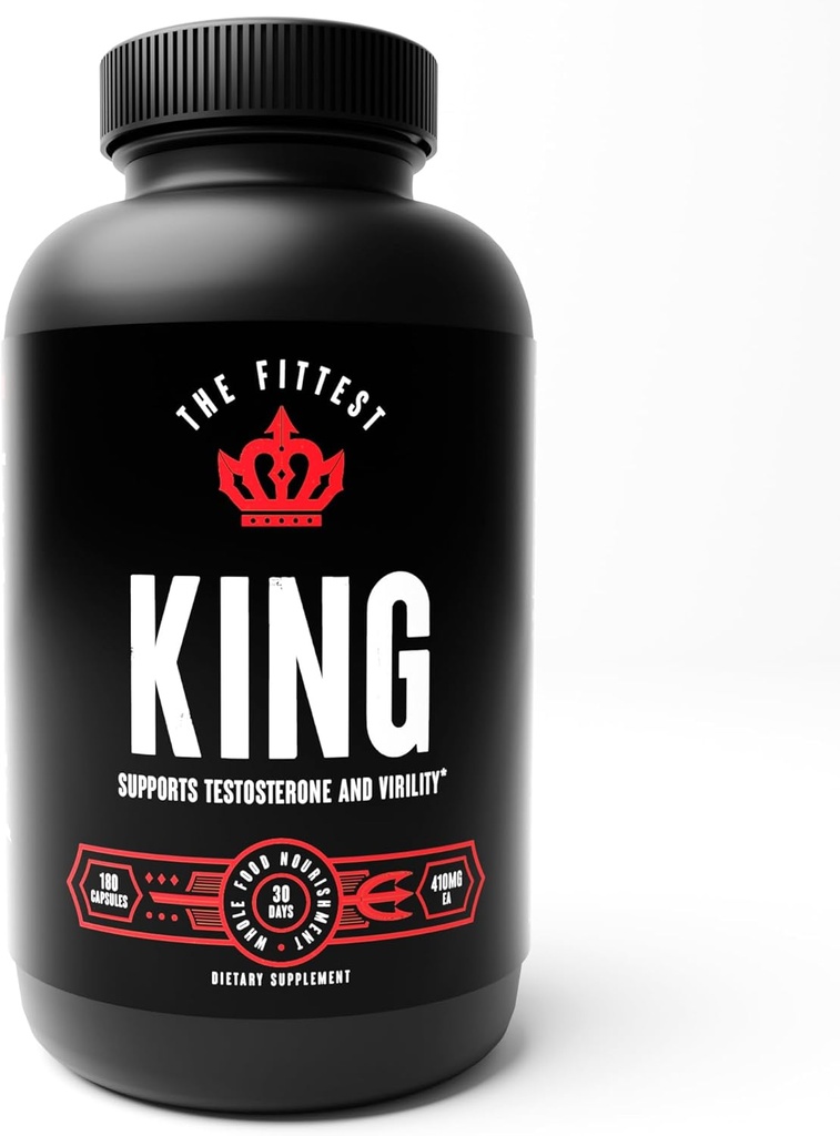 Fittest King - testosteron ATM Supplement - Hormon Sağlığı, Stamina, & Strength - Bovine Liver, Bone Marrow, Heart & Testi - 180 Capsules