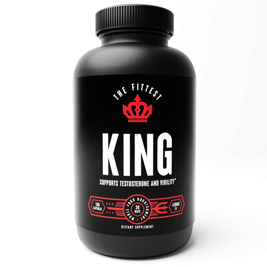 Fittest King - testosteron ATM Supplement - Hormon Sağlığı, Stamina, & Strength - Bovine Liver, Bone Marrow, Heart & Testi - 180 Capsules