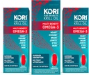 Kori Krill Oil Omega 3 συμπλήρωμα, Ανταρκτική Krill Oil με ανώτερη απορρόφηση έναντι ιχθυέλαιο, 1200mg Softgels, 30 Softgels, EPA & DHA (πακέτο των 3)