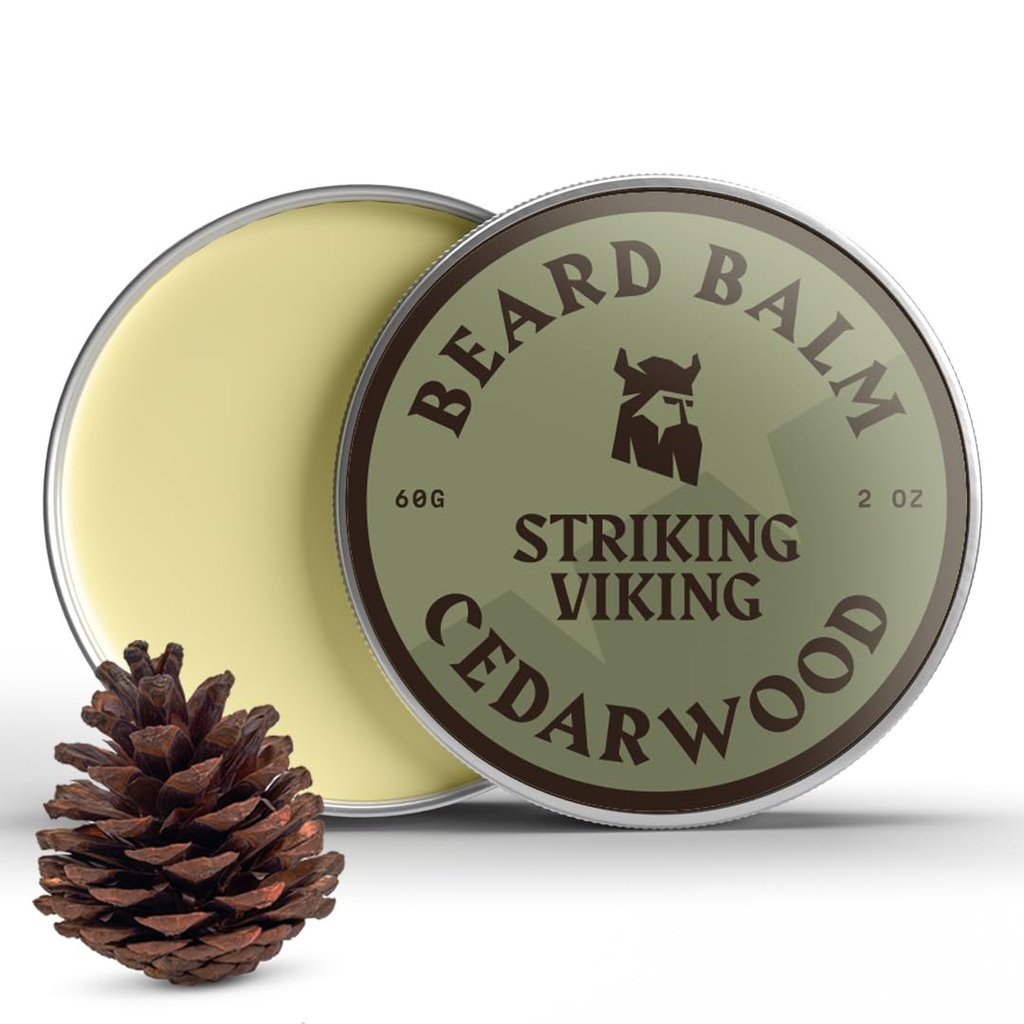 Striking Viking Ayıd Balm for Men - Beard Situationer - Styling Balm Doğal Türlü Ayıd Butter, Argan & Jojoba Oils (2 Ounce (kırda 1), Cedar Scent)