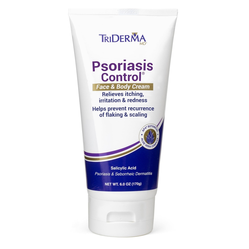 TriDerma Psoriasis Control Face & Body Cream - Μέγιστη δύναμη 3% Σαλικυλικό οξύ, AP4 Aloe Vera Gel, Urea Cream - Extra Moisturizing Treatment, No Cortisone or Coal Tar - FSA Επιλέξιμη - 6 Oz