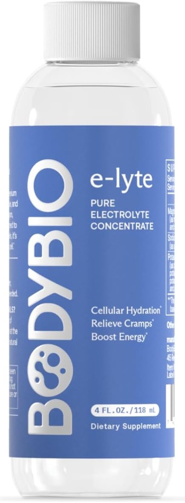 BodyBio e-Lyte - Sıvı Elektrolyte Clean Hydration, Energy & Cramp Relief - No Sugar, No Yapay Flavors, No Fillers, Keto Friendly
