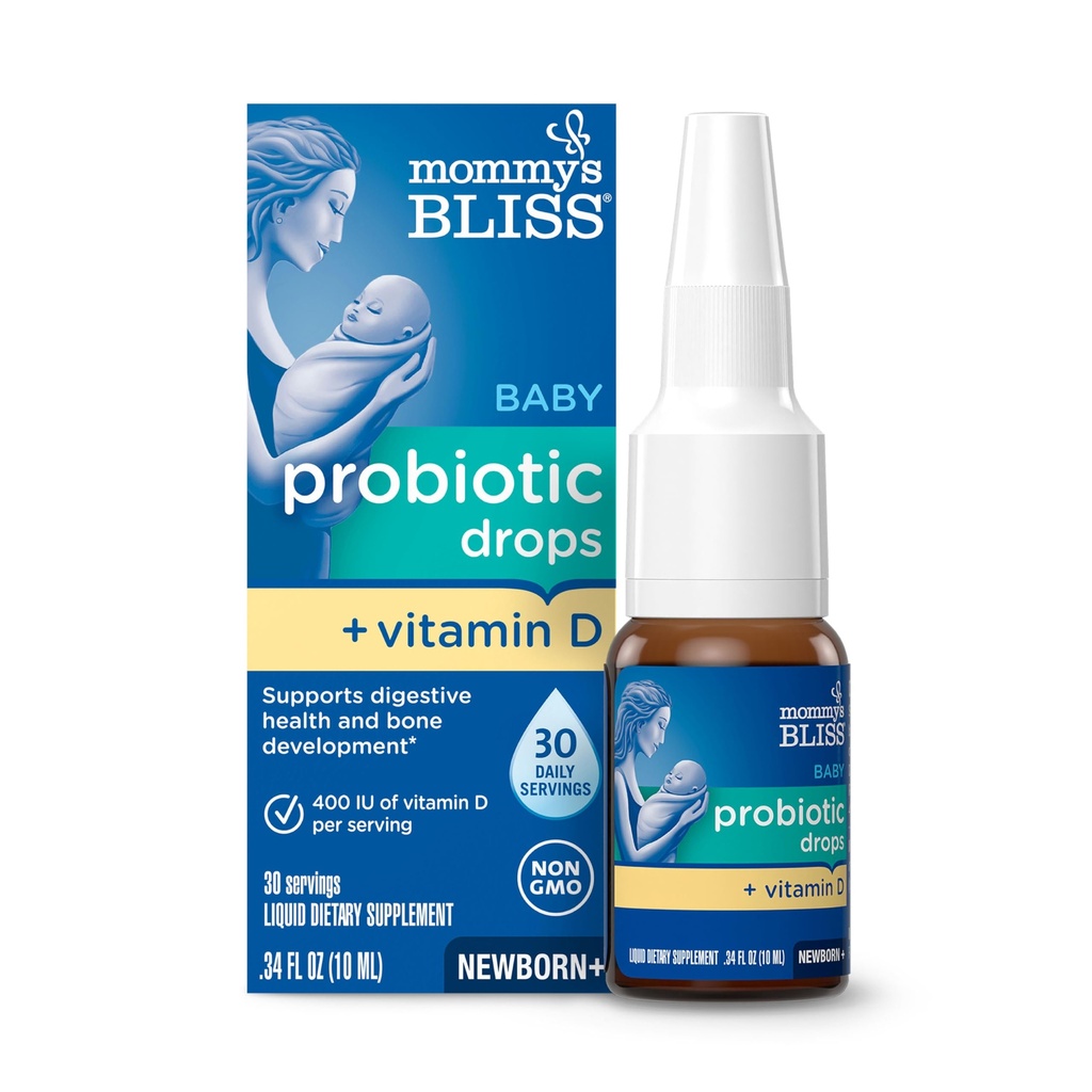 Anne'nin Bliss Bebek Probiyotik Drops + Vitamin D, Supports Digestive Health and Immunity, 400IU Vitamin D for Health Bone Development, Newborns +, Flavorless, 0.34 Fl Oz (30 hizmet)