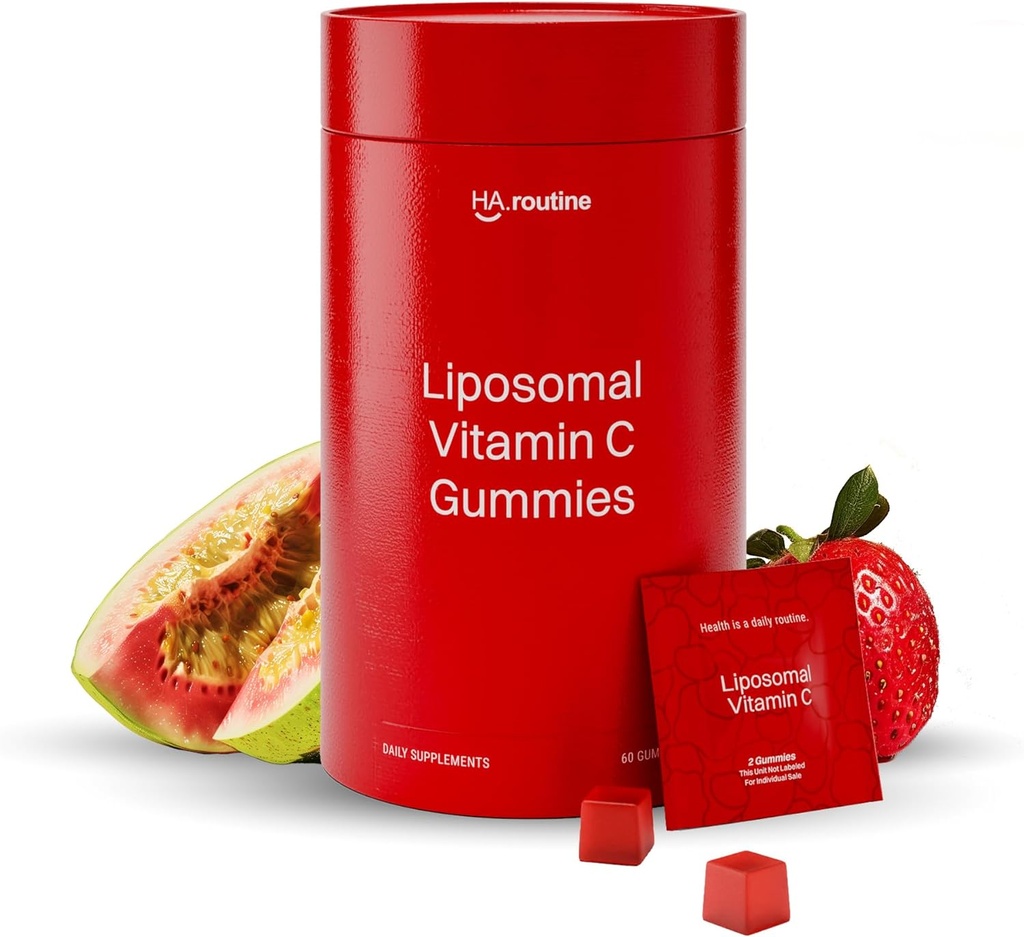 Yetişkinler için Liposomal Vitamin C Gummies - hizmet başına 500 mg - 60 Gummies, High Abors Vegan Low Sugar C Gummy, Anti,oxy Energy, and Collagen ATM - Strawberry Guava Flavor