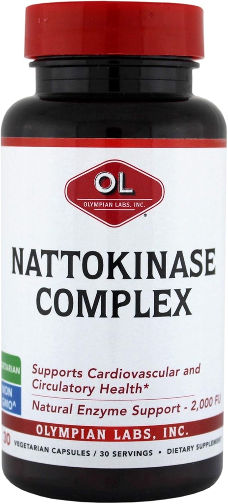 Olympian Labs Nattokinase Kompleksi Grape Tohumu Herbal Supplements, Superior Heart Health Support - 30 Daily Capsules