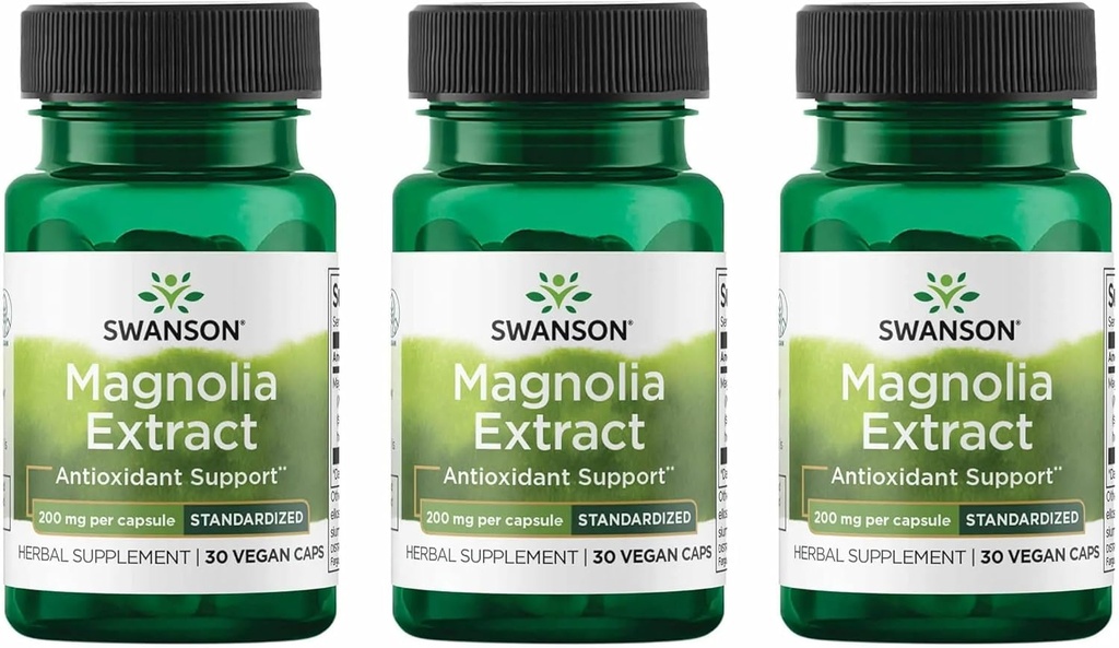 Swanson Magnolia Bark-Herbal συμπλήρωμα παραδοσιακά χρησιμοποιείται για την προώθηση του νευρικού συστήματος & Digestive Υποστήριξη για την υγεία-Μπορεί να προωθήσει την αναπνευστική υγεία & το άγχος υποστήριξη (30 κάψουλες Veggie, 200mg έκαστο) 3 Pack