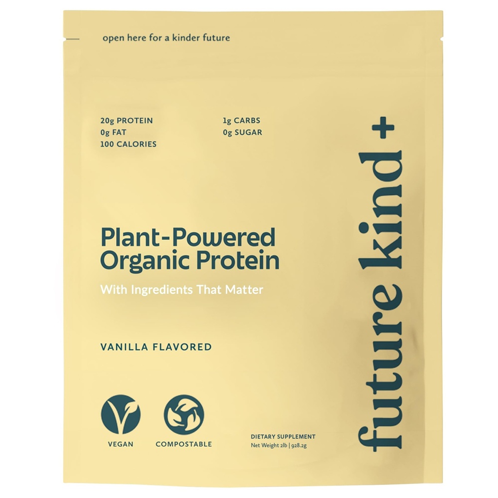 Future Kind Vegan protein Toz, Vanilla, Pea Plant Protein for Lean Muscle with Iron & Fiber, Whey-Free, Sugar-Free, Soy-Free, Non-Dairy (34 Hizmet)