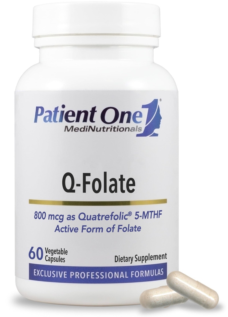Hasta One Q-Folate 80006 | Enerjiyi Desteklemek için Tamam, Beyin ve Kalp Sağlığı * | Quatrefolic 5-MTHF Folate | 60 Capsules
