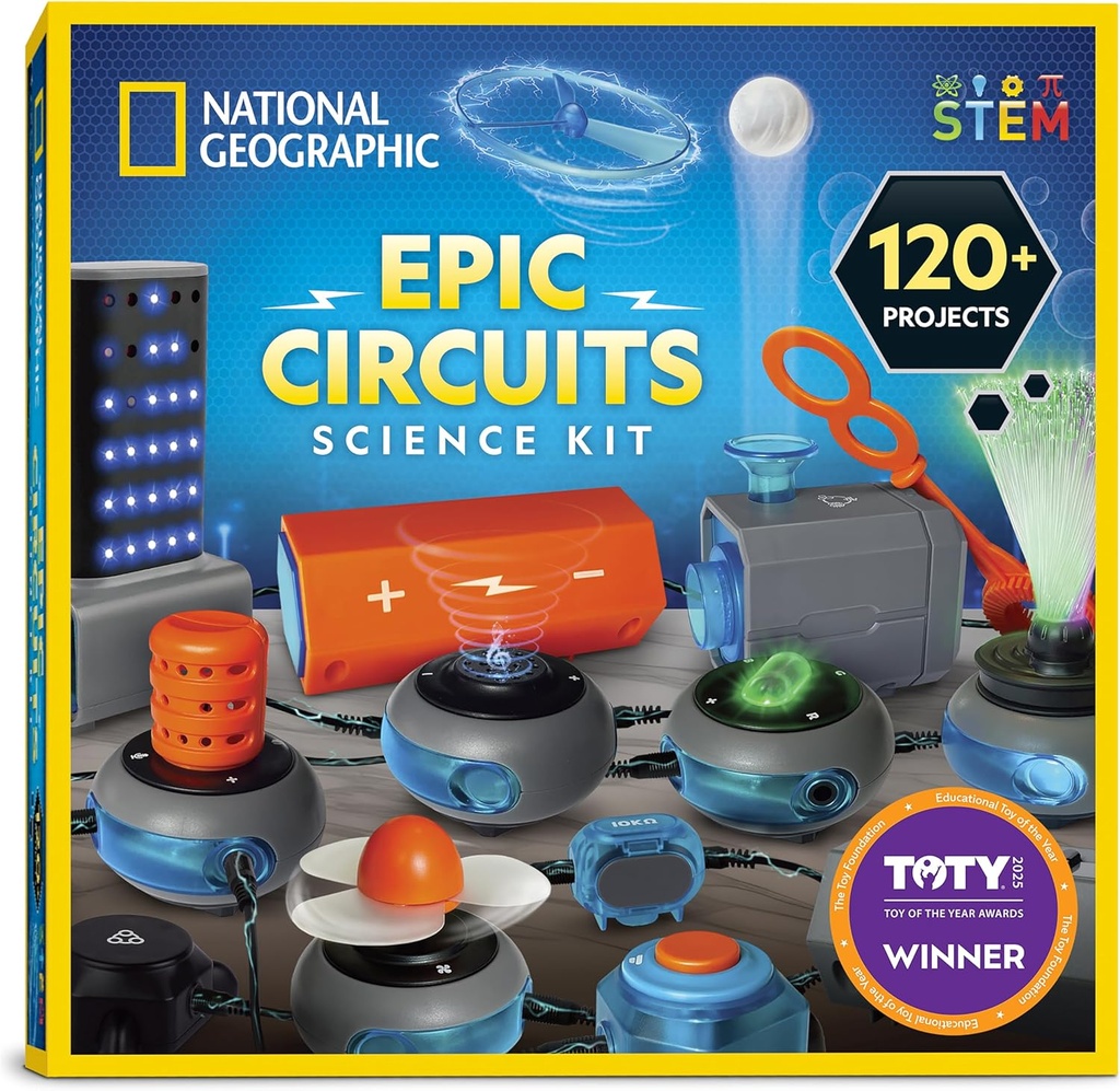 National Geographic Circuit Maker Kit - Çocuklar için Elektronik Kit 120 Elektrik Devre Projeler, Elektrikli Devre STEM Oyuncak, Elektronik Projeler, Çocuklar için Elektrikli Devre Kit, Elektrik Kiti,