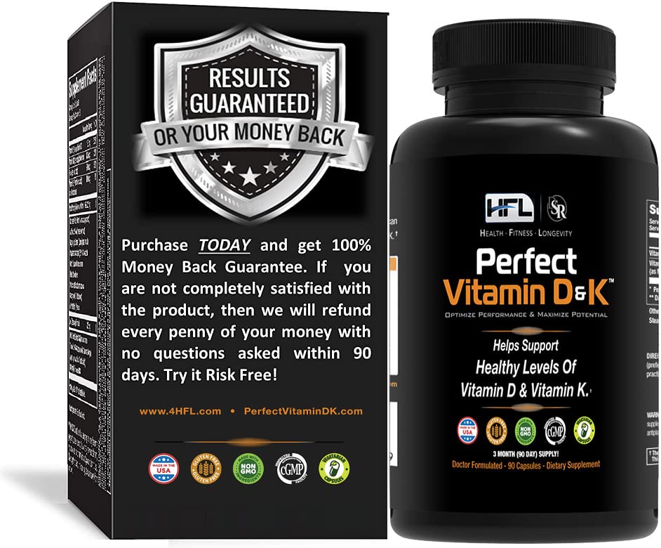 HFL Perfect Vitamin D&K Tarafından Dr. Sam Robbins | Vitamin D3 & K2 (MenaQ7® MK-7) | 3 Ay Supply | 2X Absorbable | Vegan, Plant-Based, Micro-Encapsated.