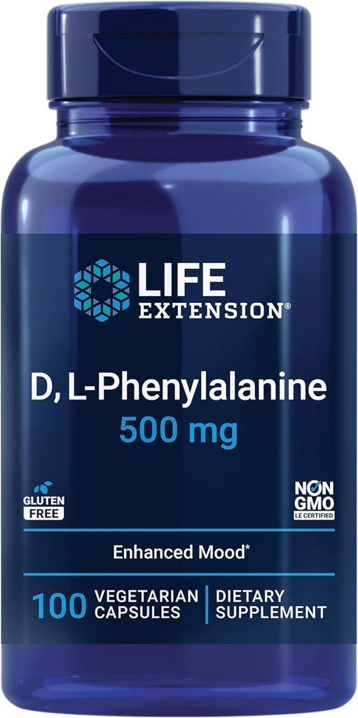 Life Extension D, L-Phenylalanine Capsules, 500 mg – Supports Mood Health, Supports Neurotransmitter Health – Gluten-Free, Non-GMO, Vegetarian – 100 Capsules, 500 mg – Destekler Mood Health, Promosyonlar