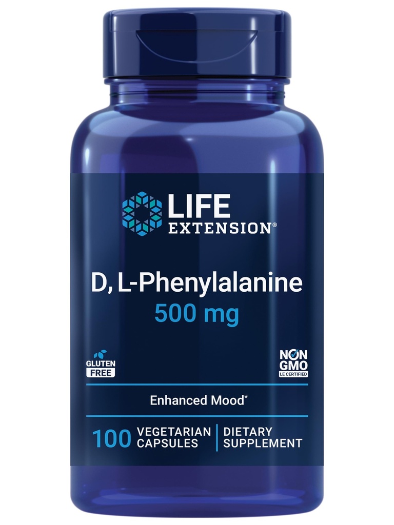 Life Extension D, L-Phenylalanine Capsules, 500 mg – Supports Mood Health, Supports Neurotransmitter Health – Gluten-Free, Non-GMO, Vegetarian – 100 Capsules, 500 mg – Destekler Mood Health, Promosyonlar