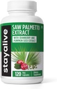 STAY ALIVE Saw Palmetto Ekstra Capsules w/Cranberry & Riley Seed Oil, 120 Vegan Pills for Hair, U.T & Prostate, Pure Saw Palmetto for Men and Women, Non-GMO, Gluten Free Riley Tohum Supplement Supplement Supplement Supplement