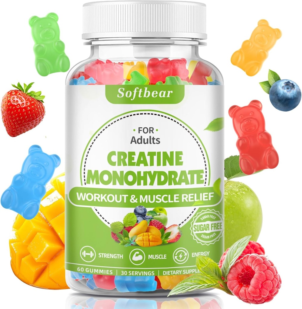 Erkekler Kadınları için yumuşak taşıma 5000 mg Kreatine Monohidrat Gummies, Vegan Kre Builder Güçlü Karma Flavor Için İşbirlikleri 60