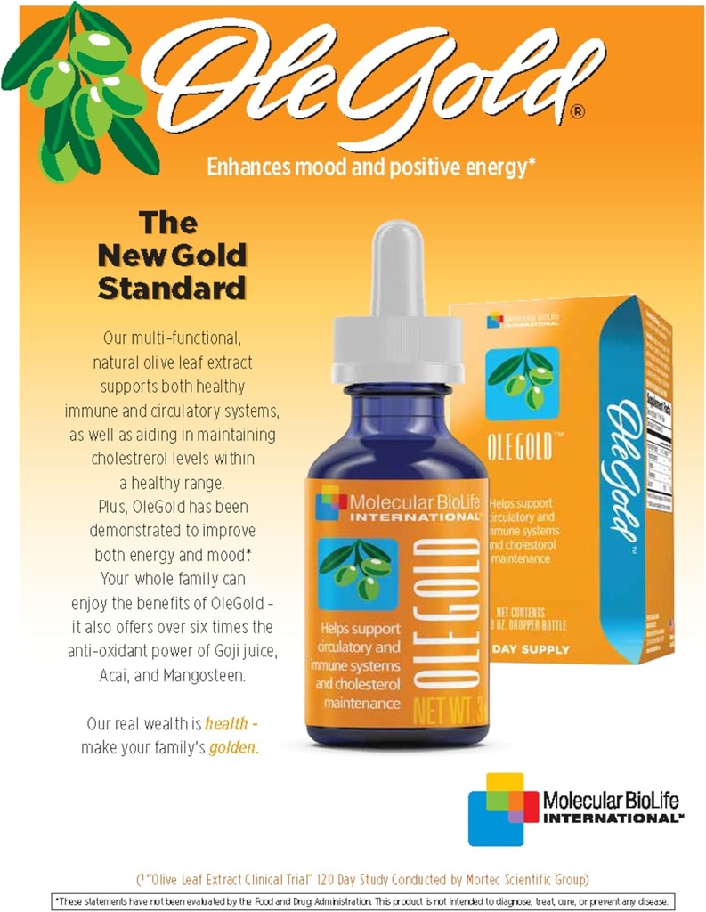 OleGold- Liquid Olive Leaf Extract - Hydroxytyrosol, Tyrosol & Ol Europein