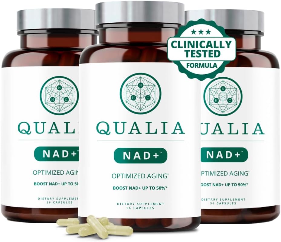 Qualia NAD Supplement – Klinik olarak NAD+'ı% 67'ye kadar artırmak için çabaladı. Enerji, Focus. Elite NAD+ ATM Malzemeler: Nicotinamid Riboside (NIAGEN,) Niacin, Niacinamid (3 ay Supply)