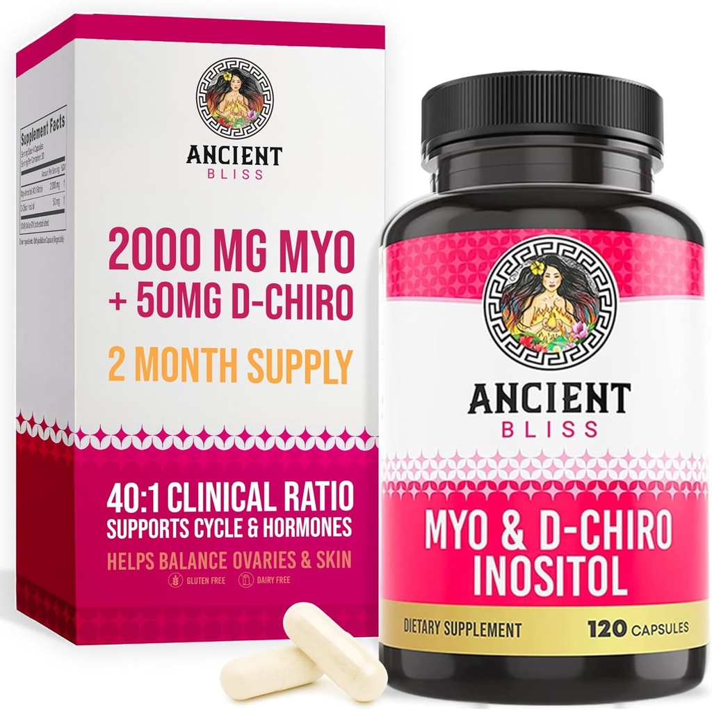 Eski Bliss Myo & D-Chiro Inositol Supplement, 40 to 1 Oran, Kadınlara Ovarian Fonksiyonl Desteğine Yardımcı Olmak, B8 Erkeklere Göre Regül Etmeye Yardımcı olur, 2050 mg