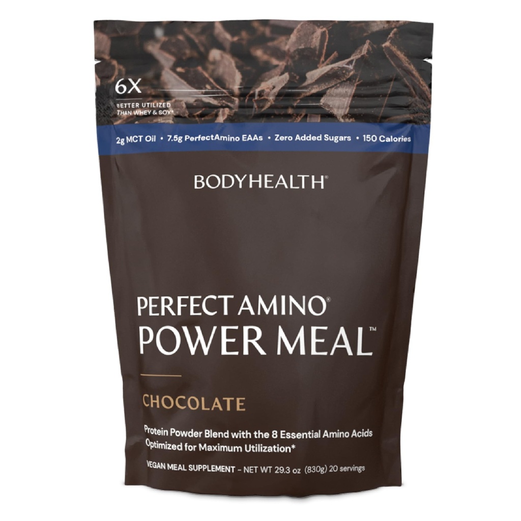 VücutSağlık MükemmelAmino Power Meal Shake New Dark Chocolate Flavor ile MCT Oil Carb 10 ve Mükemmel Amino Protein Base (20 hizmet)