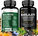Shilajit 9000 mg, Sea Moss 17500 mg, Ginger & Black Seed Oil 4000mg, Ashwagandha 5000mg, Rhodiola Rosea, 1000 mg Panax BTC 1500 mg, All in 1 Supplement - Sea Moss & Shilajit Vitality