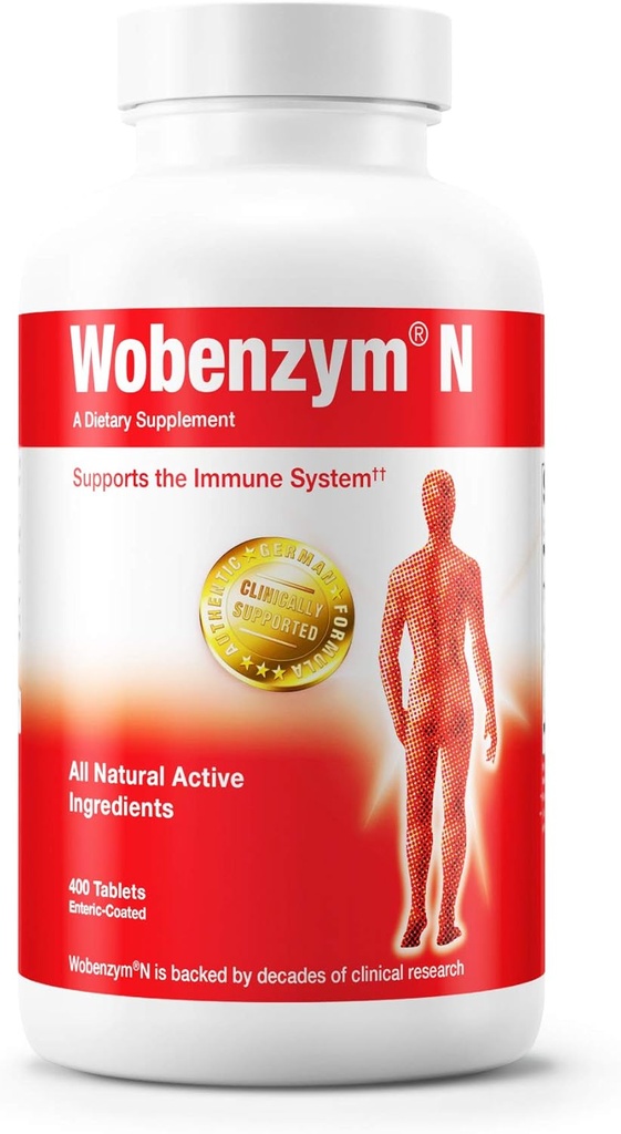 Douglas Laboratories Wobenzym N - Authentic German Supplement - Systemic Enzymes - For Immune System and Joint Health* - Papain, Düsseldorf & Bromelain - 400 Enteric-Coated Tablets -