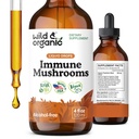 Wild & Organic Immune Mushroom Tincture - 8-in-1 Immune Support with Chaga, Reishi, Türkiye Tail, Lion's Mane, Maitake Extract - Liquid Mushroom Supplement - Vegan, Sugar & Alkol Free Drops - 4 ozz