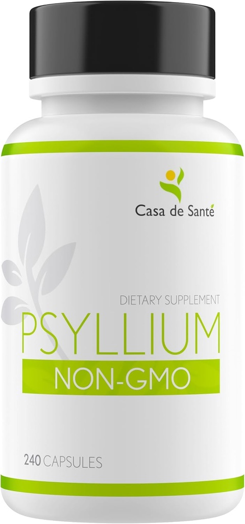 Casa de Sante Psyllium Caps, Non GMO, Low FENGAP Fiber Supplement