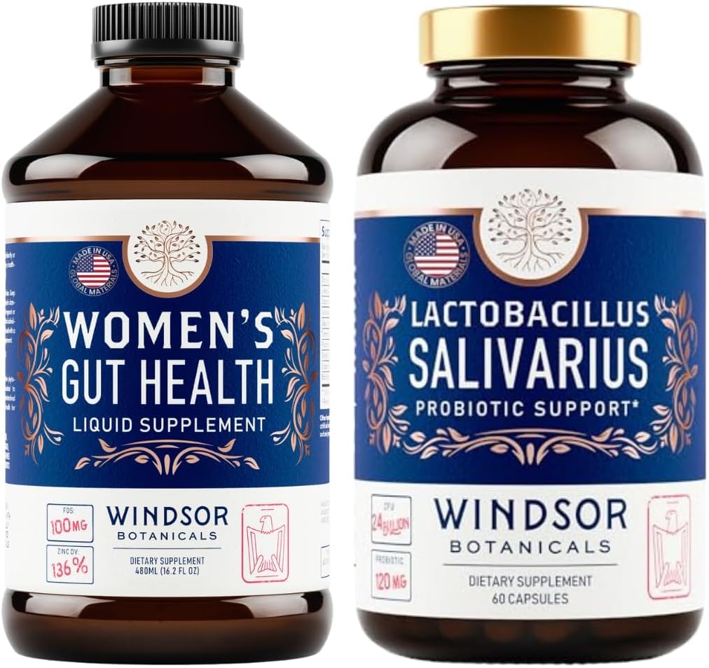 WINDSOR BOTANICALS Lactobacillus Salivarius Probiotic και IBS Συμπληρώματα υγείας κόκκων - στοματική και έντερα υποστήριξη Bundle