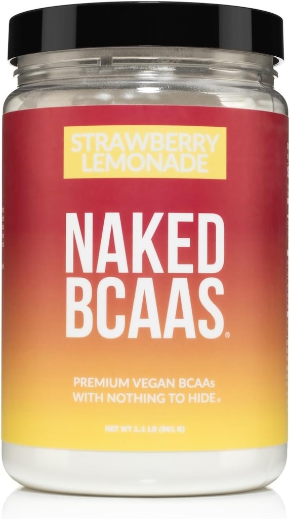 NAKED Strawberry Lemonade BCAAsEnergy Acids Toz,% 100 Pure 2:1 Formula, Vegan Branşlı Zincir Amino Asitler, Anında Tüm Doğal BCAA Toz Tamamı - 501 Grams, 34 Hizmetler