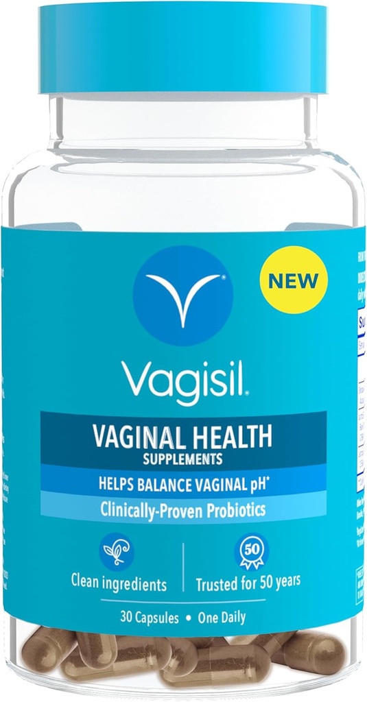 Vagisil Vaginal Health Supplements, Klinik Olarak Proven Probiyotikler, Tavsiyeler Vaginal Health, Clean Materialss, Helps Balance Vaginal pH, Just 1 Capsule Daily, 30 Capsules
