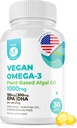 DR. MORITZ Vegan Omega-3 Yetişkinler ve Çocuklar için Softgels, DHA EPA, Küçük Algae Omega 3 Supplements, Vegan, 30