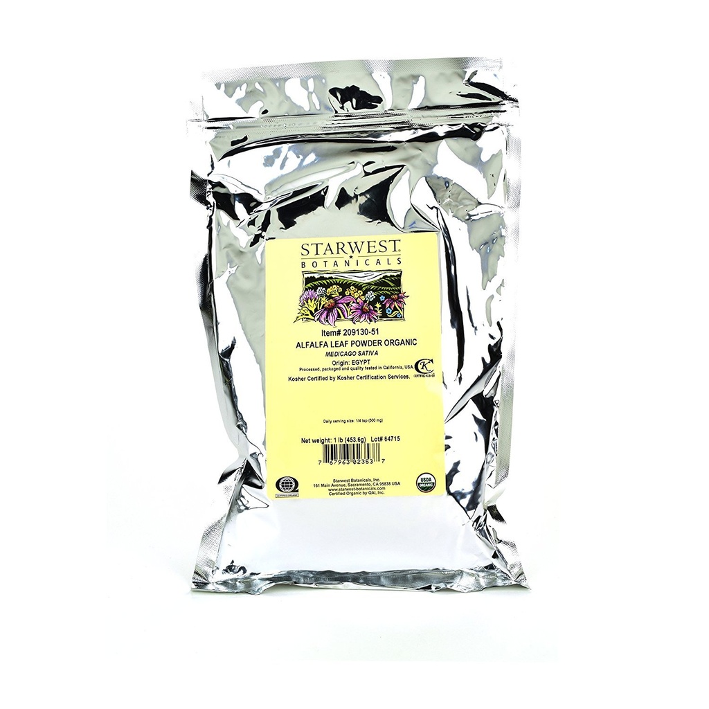 Starwest Botanicals Organik Mısır Alfalfa Leaf Toz, 1 Pound Bulk Bag