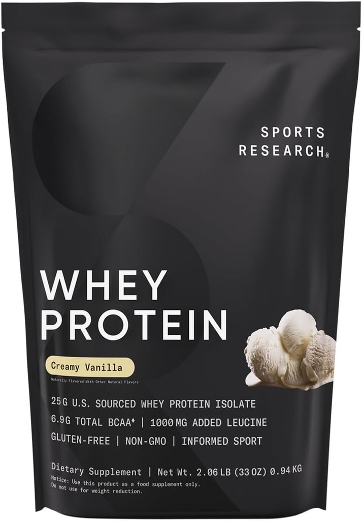 Spor Araştırması Whey proteini - Spor Beslenme Protein Tozu Hizmet başına 25g - 2.1lb Bag Whey proteini - Vanilla Flavor - Bulk Protein Toz, 26 Servisler