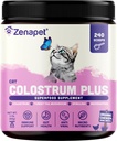 ZENAPET Cat Colostrum Plus Premium Toz Topper, Immune & Digestive Health Supplement, 240 Hizmet (8-Month Supply), Supports Skin & Coat, ABD'de Yapılan Destekler
